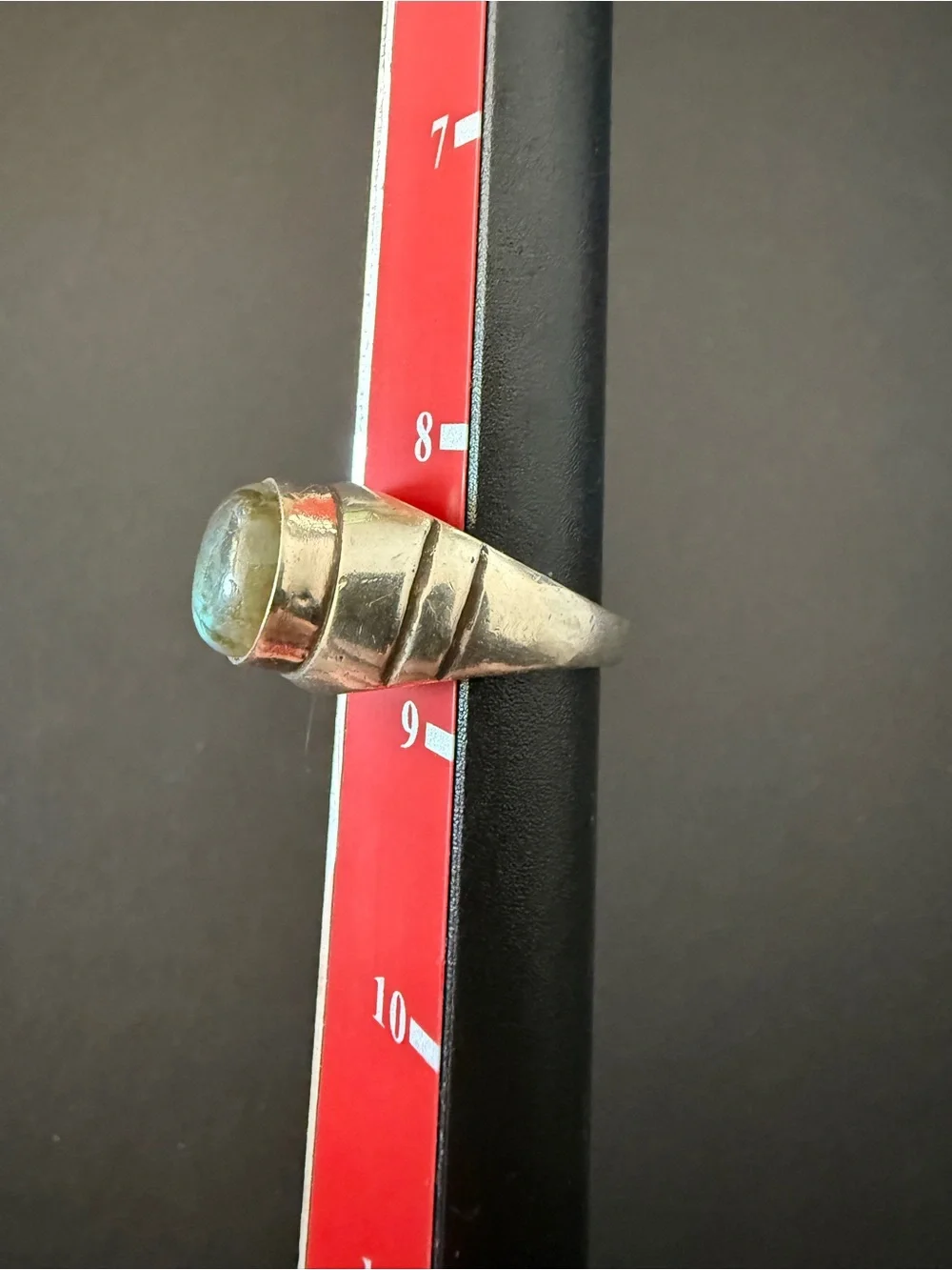 Vintage Silver Oval Labradorite Ring With Green Flash Size 8.5